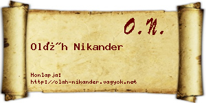 Oláh Nikander névjegykártya
